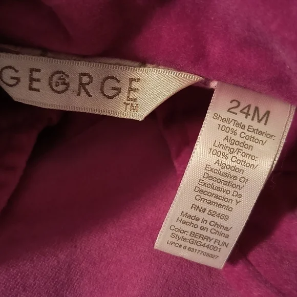 george Pink Little Girl Velour Coat For 24 monts - Picture 11 of 13